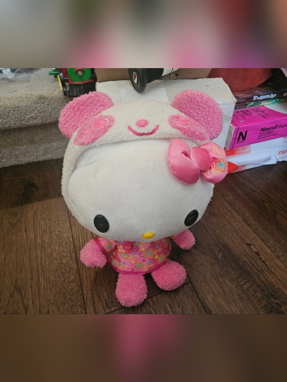 Sanrio Kitty Plush Panda Chinese Clothes Pink Japan Limited Used Condition .  It
